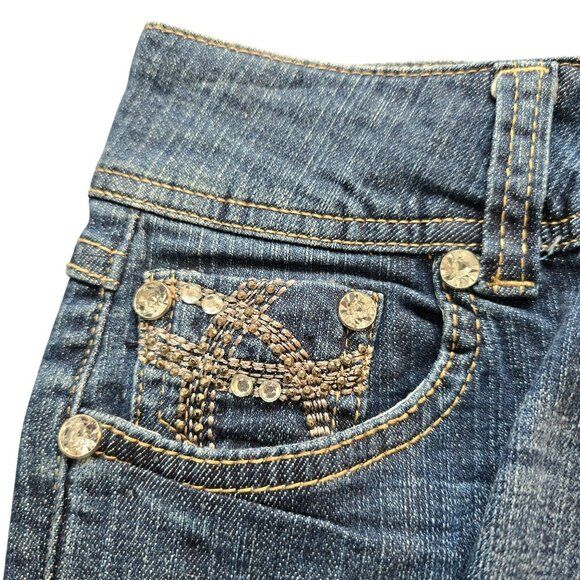CEst Toi Juniors Capri Jeans Rhinestone Pocket Designs Size 3 Stretch JJ3999 - Picture 7 of 10